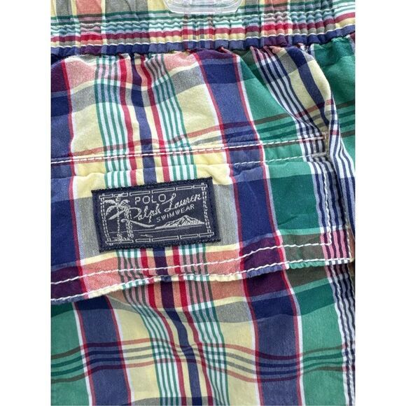 Vintage Polo Ralph Lauren Mens Multicolor Plaid Drawstring Swim Trunks Size 2XL - Picture 3 of 7